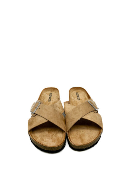 Sandales plates camel pour femmes avec semelle bio et brides – Image 2